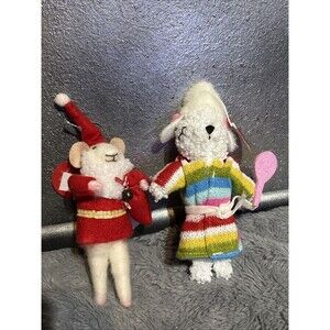 New ASHLAND Spa Bear Sheep in Robe Soft Christmas + Santa Mouse Ornaments Lot 2